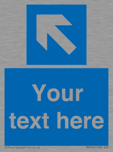 Custom Mandatory directional sign, blue arrow up and left